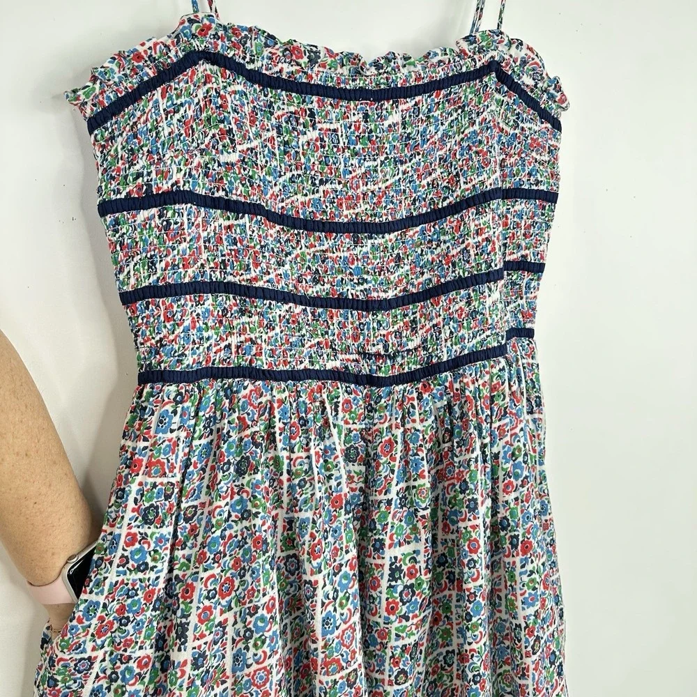 Free People NWT Bali Checked Out Gardenia Floral Romper LARGE‎ Smocked Pockets